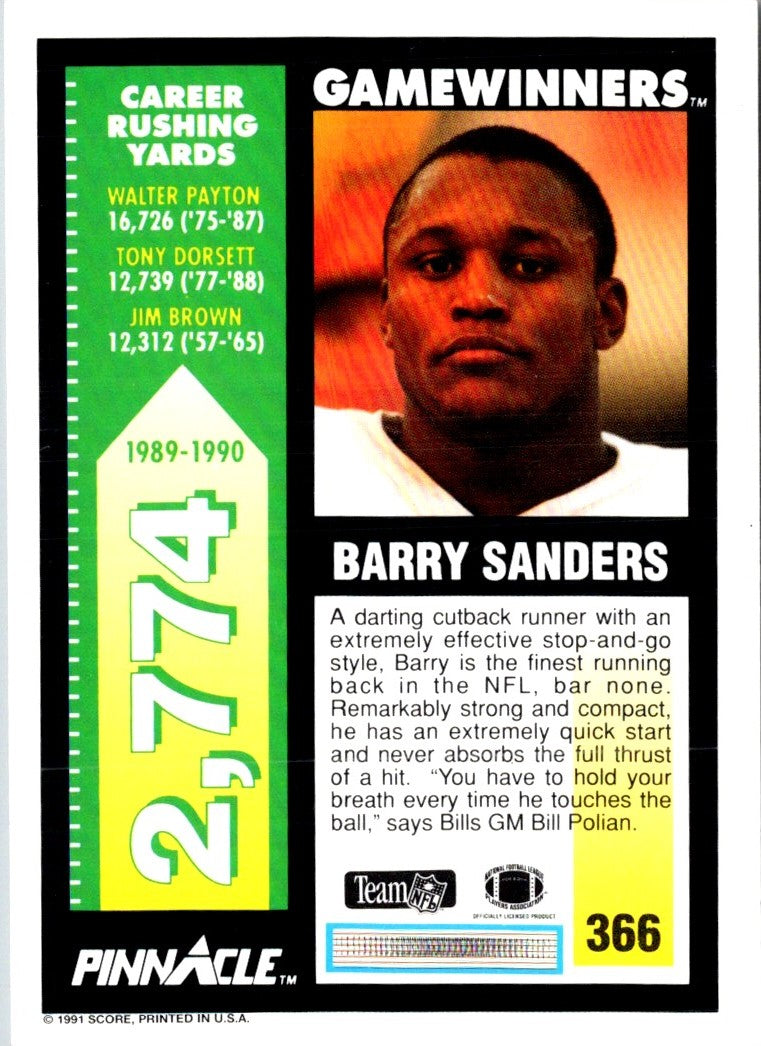 1991 Pinnacle Barry Sanders