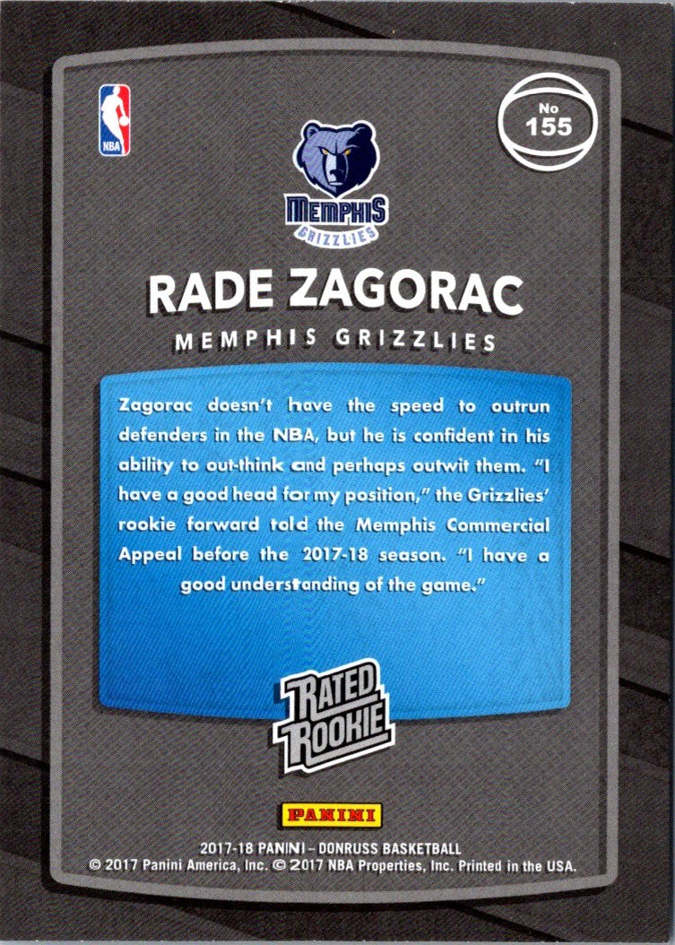 2017 Donruss Rade Zagorac