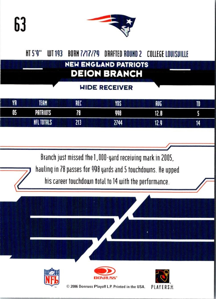 2006 Leaf Rookies & Stars Deion Branch