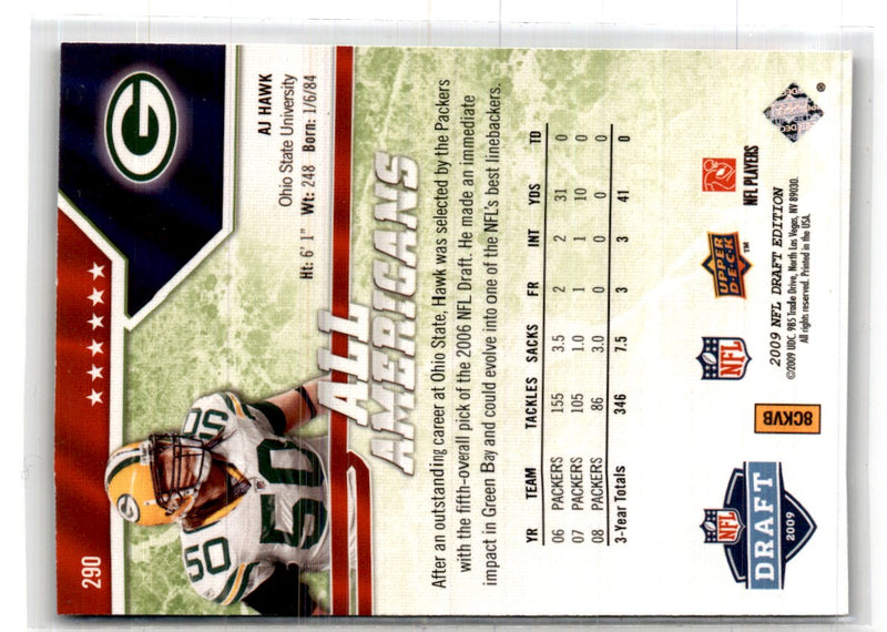 2009 Upper Deck Draft Edition Green 350 A.J. Hawk