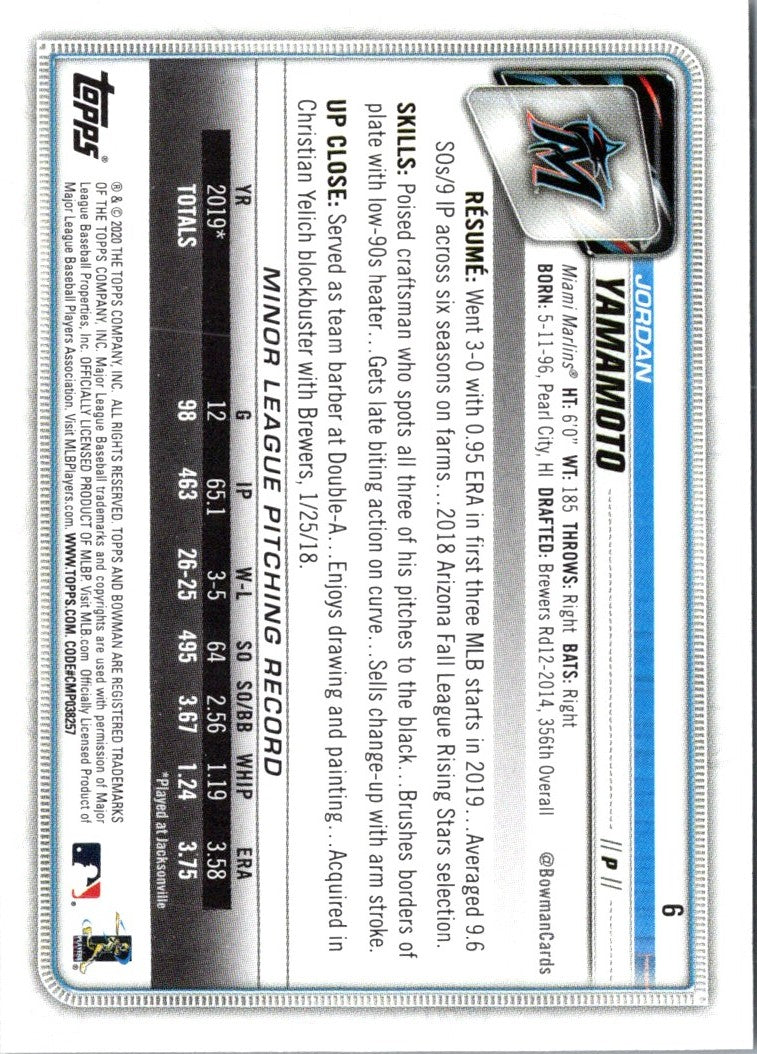 2020 Bowman Jordan Yamamoto