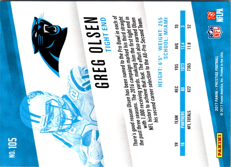 2017 Panini Prestige Greg Olsen