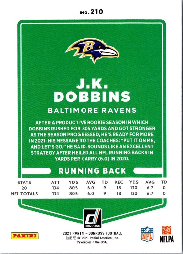 2021 Donruss Press Proof Blue J.K. Dobbins