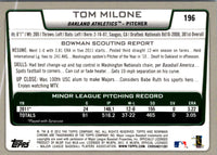 2012 Bowman Tom Milone #196 Rookie