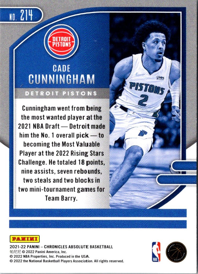 2021 Panini Chronicles Cade Cunningham