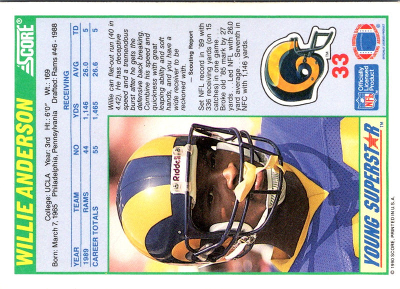 1990 Score Young Superstars Willie Anderson