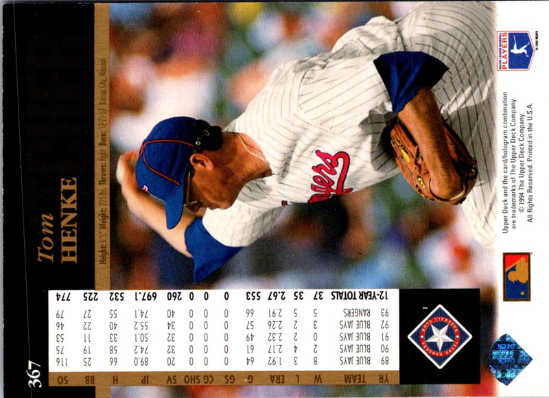 1994 Upper Deck Electric Diamond Tom Henke