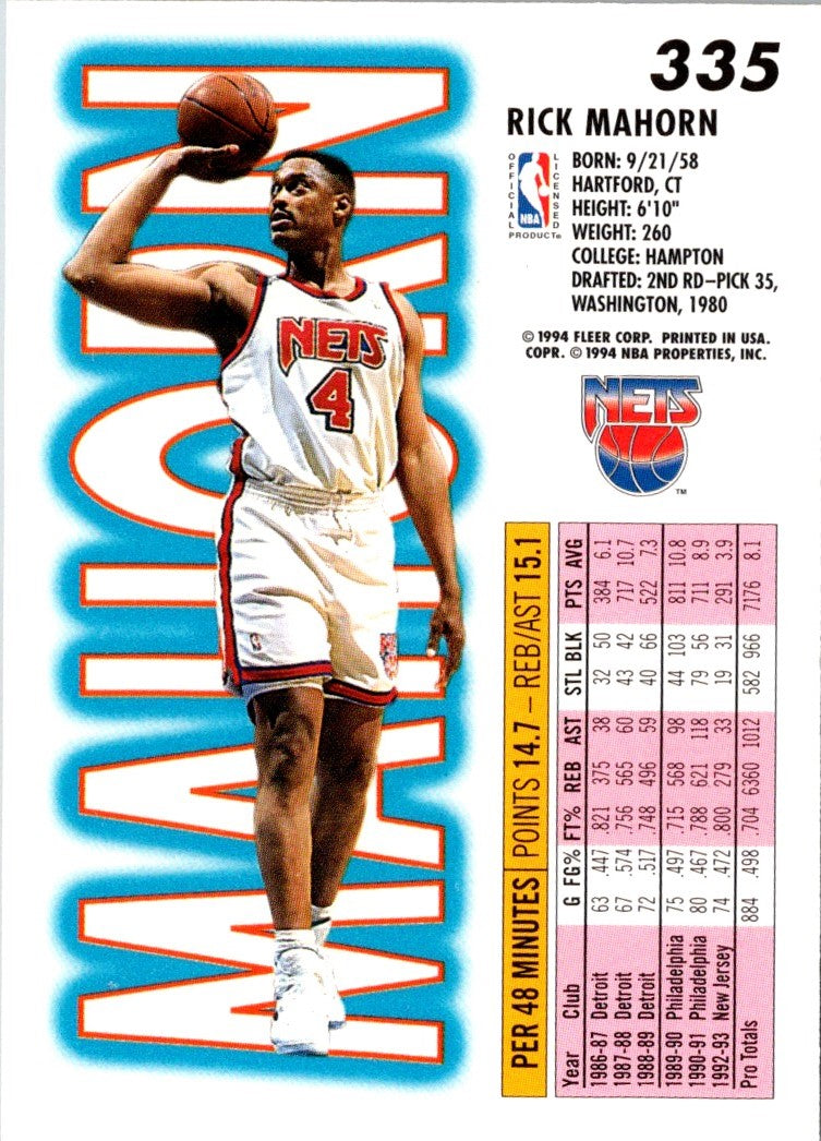 1993 Fleer Rick Mahorn