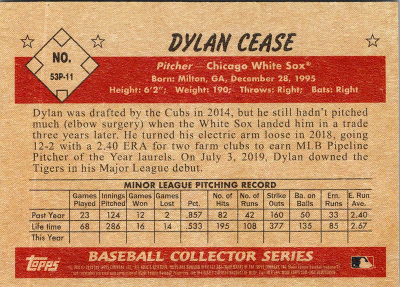 2019 Bowman Heritage Prospects Dylan Cease