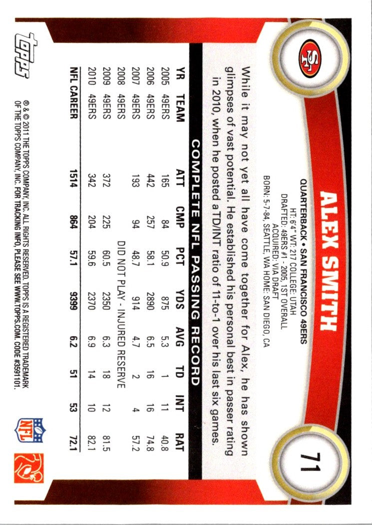 2011 Topps Alex Smith