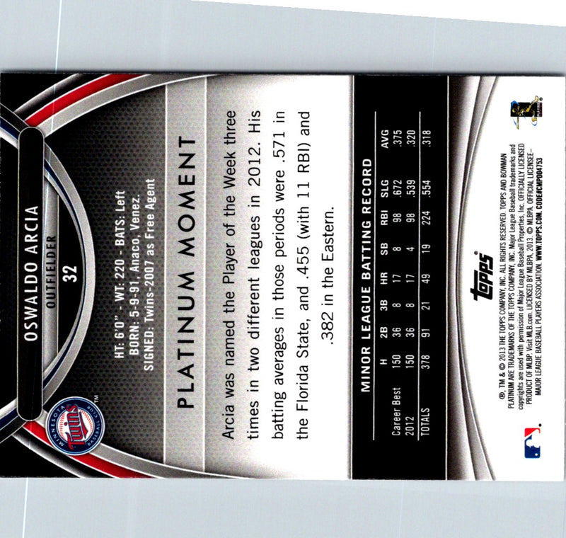 2013 Bowman Platinum Oswaldo Arcia