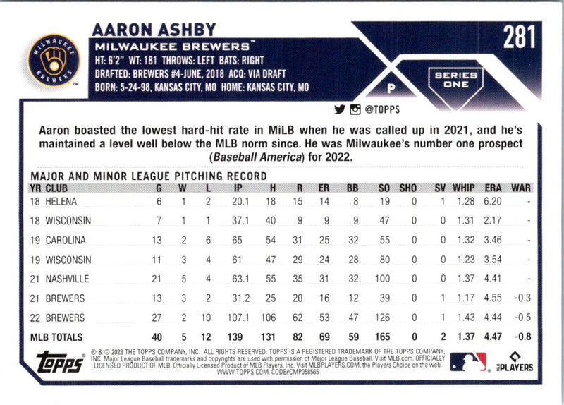 2023 Topps Gold Aaron Ashby