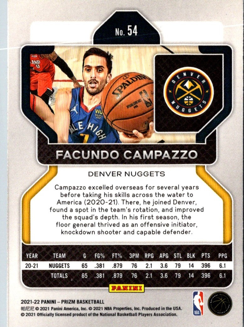 2021 Panini Prizm Blue Facundo Campazzo