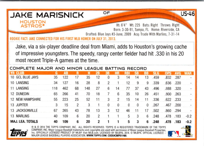 2014 Topps Update Jake Marisnick