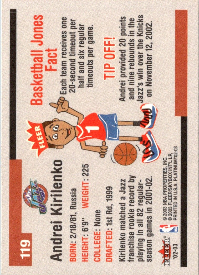 2002 Fleer Platinum Andrei Kirilenko