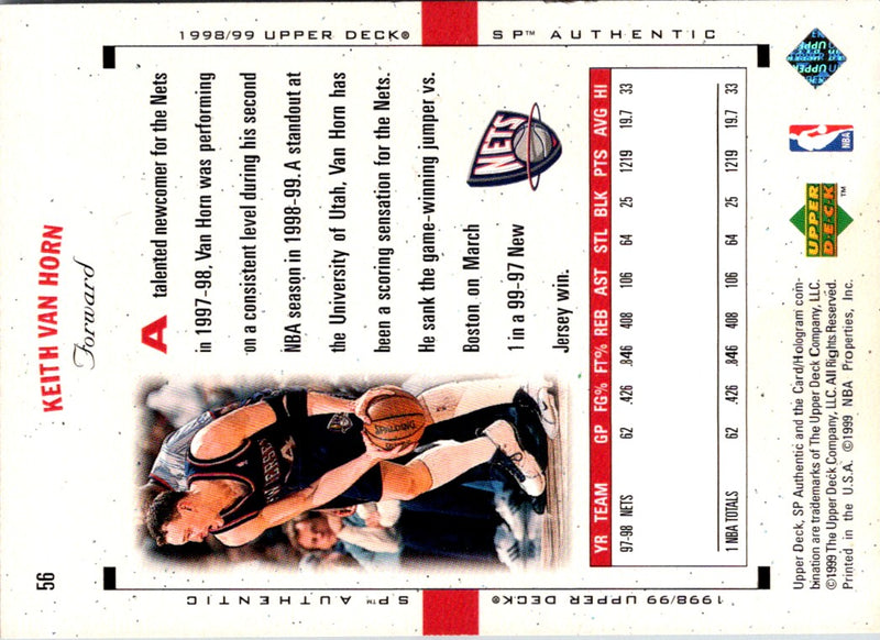 1998 SP Authentic Keith Van Horn