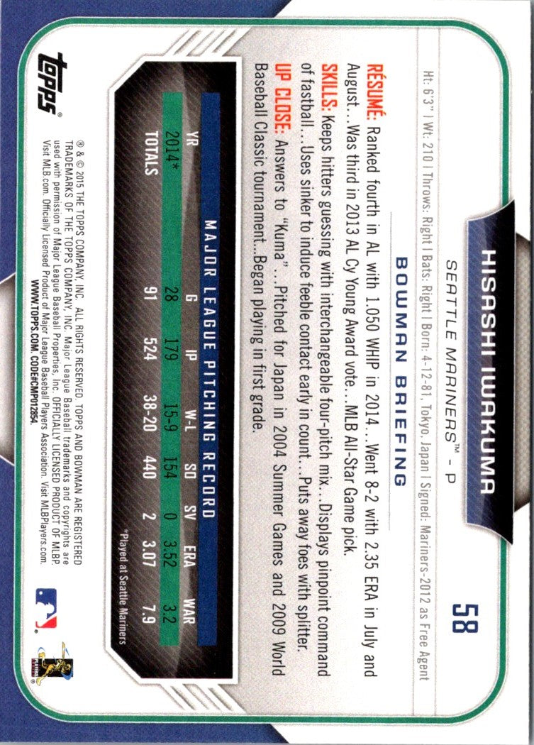 2015 Bowman Hisashi Iwakuma