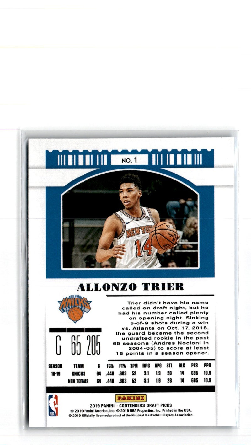 2019 Panini Contenders Draft Picks Ticket Foil Allonzo Trier