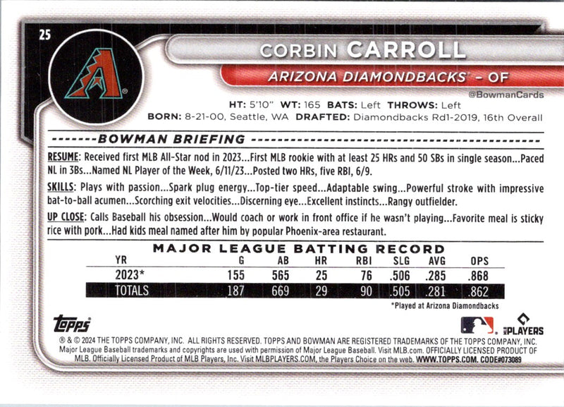 2024 Bowman Prospects Corbin Carroll