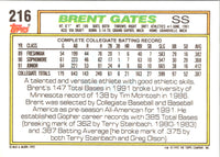 1992 Topps Brent Gates #216 Rookie