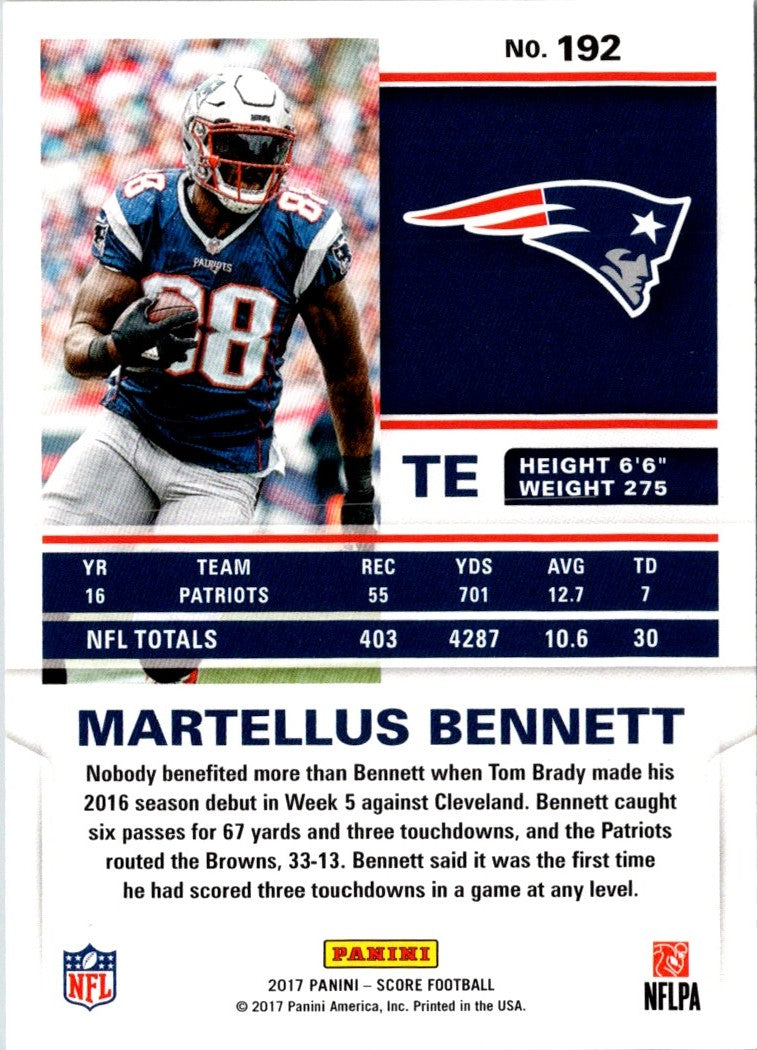 2017 Score Scorecard Martellus Bennett