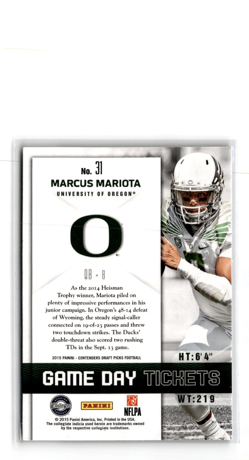 2015 Panini Contenders Draft Picks Game Day Tickets Marcus Mariota