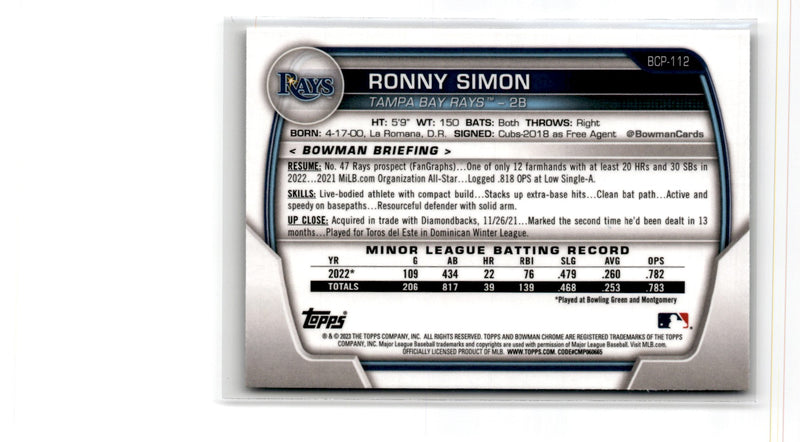 2023 Bowman Chrome Prospects Ronny Simon