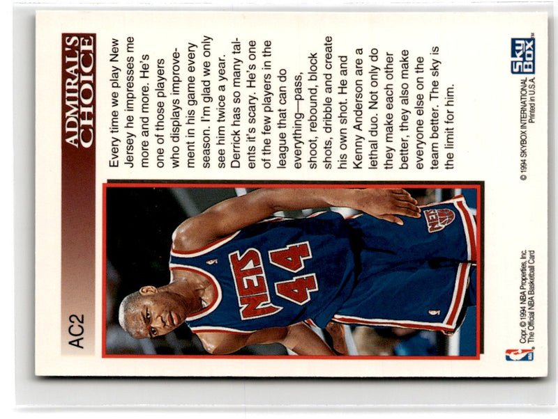 1993 Hoops Admiral's Choice Derrick Coleman