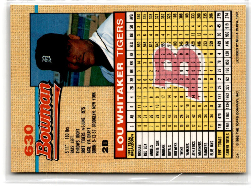 1992 Bowman Lou Whitaker