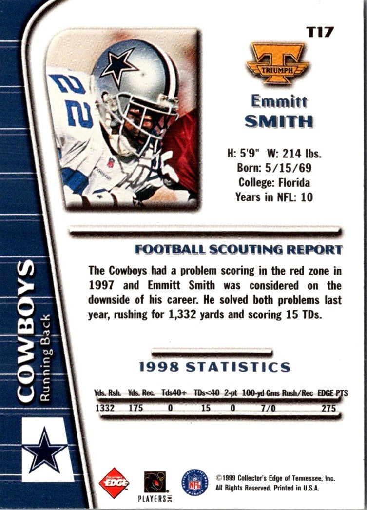 1999 Collector's Edge Triumph Millennium Collection Blue Emmitt Smith