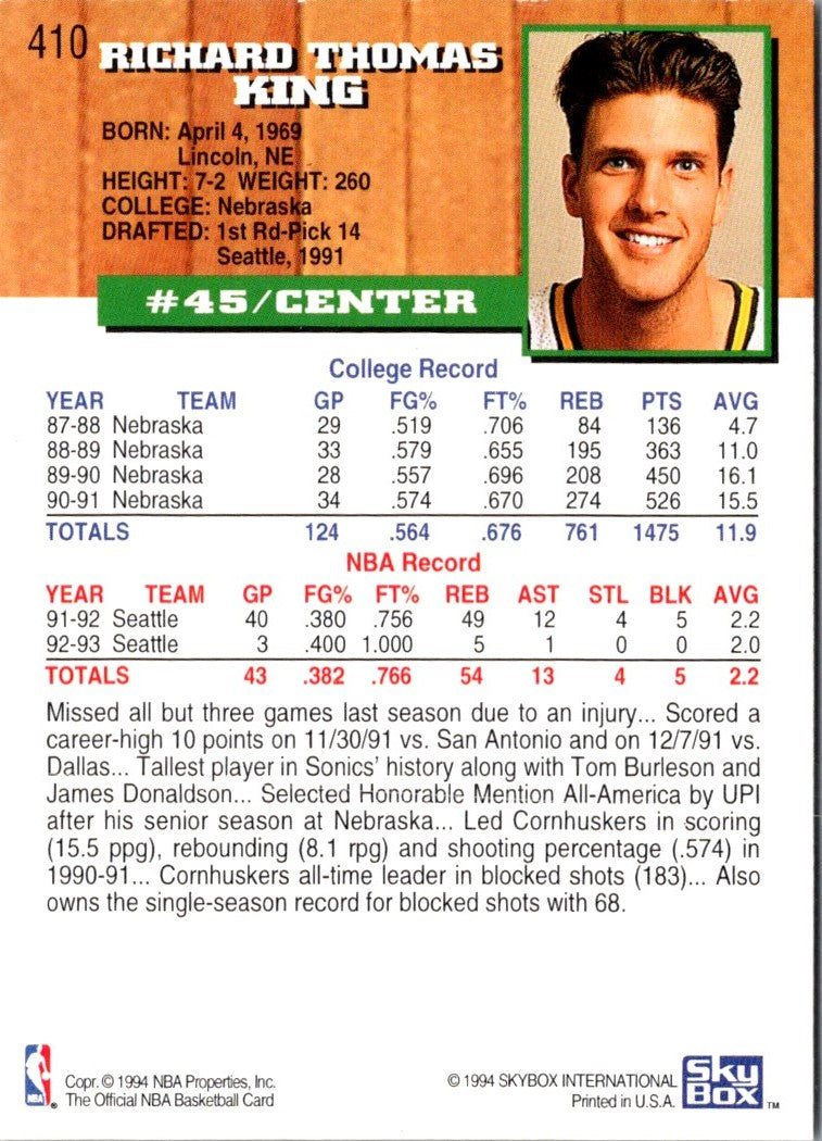 1993 Hoops Rich King