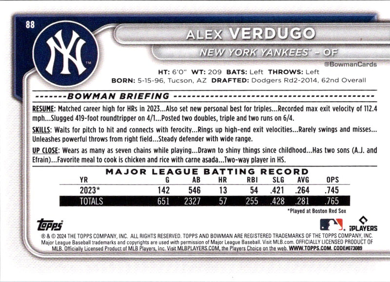 2024 Bowman Alex Verdugo