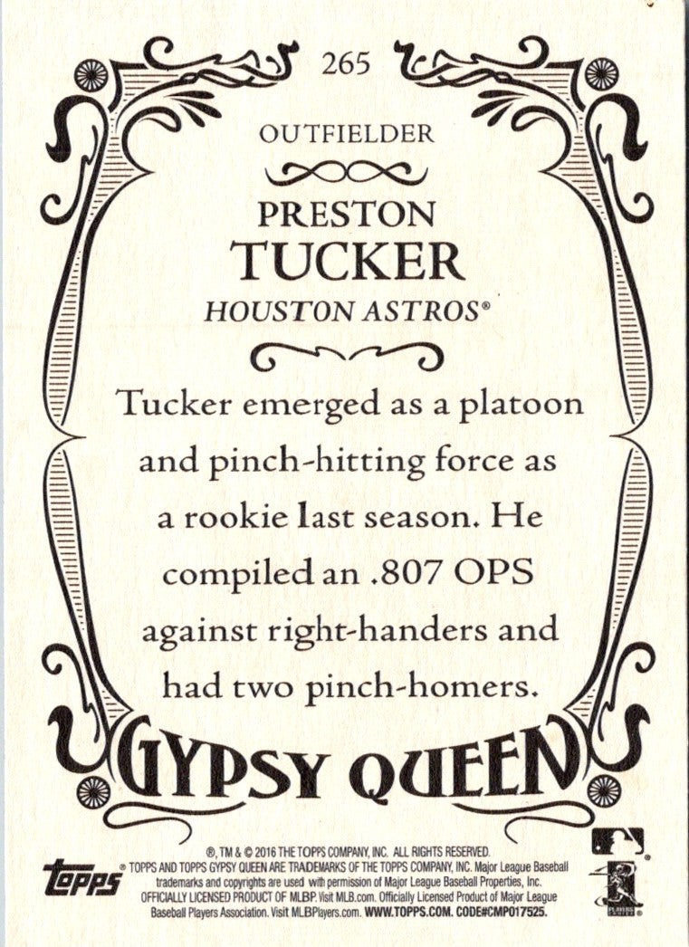 2016 Topps Gypsy Queen Preston Tucker