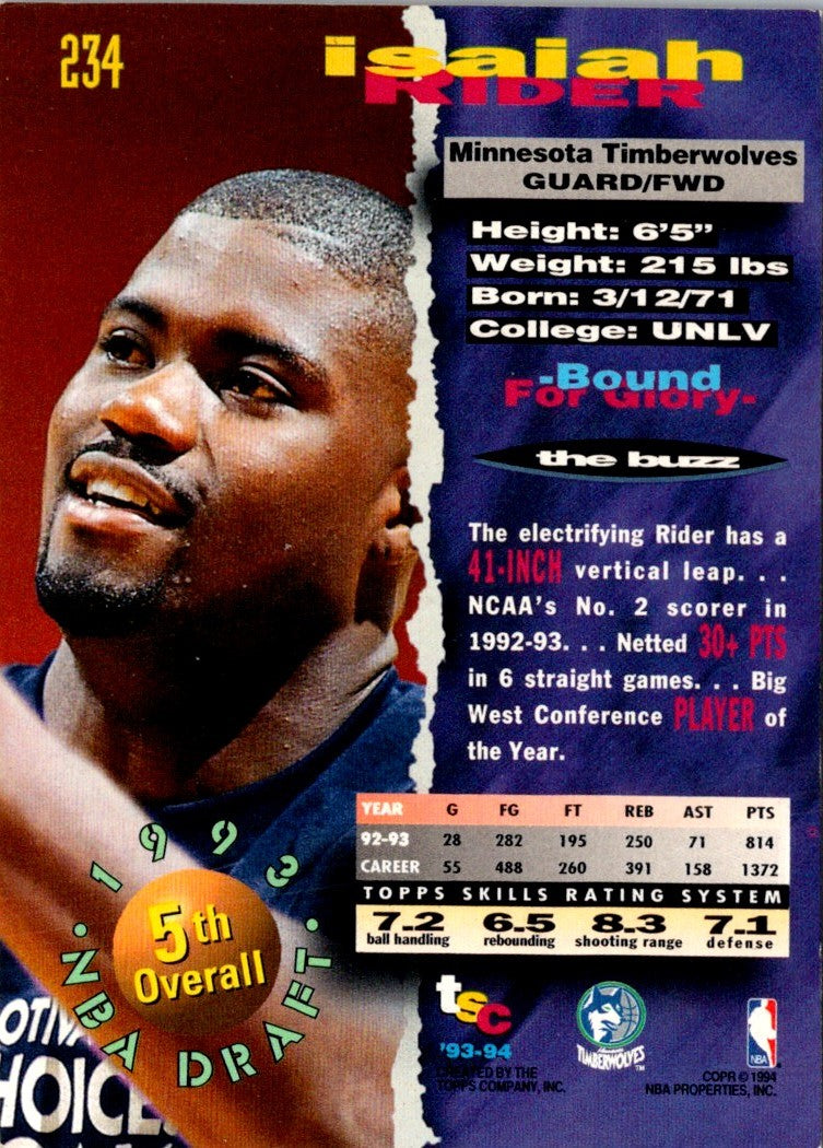 1993 Stadium Club Members Only Isaiah Rider