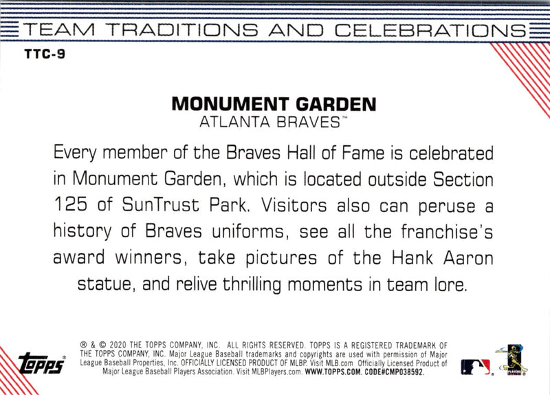 2020 Topps Opening Day Team Traditions and Celebrations Monument Garden