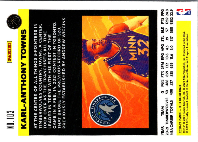 2020 Panini Flux Blue Karl-Anthony Towns