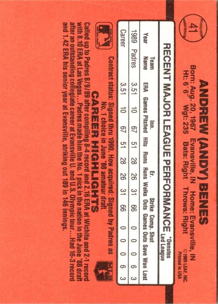 1990 Donruss Andy Benes