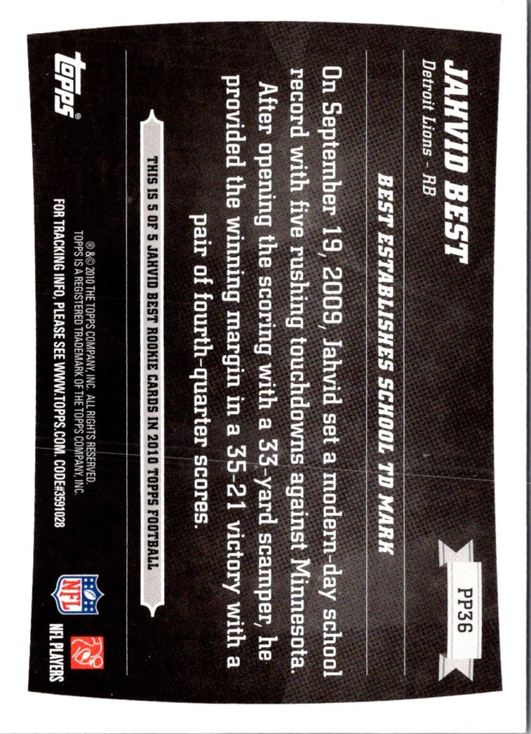 2010 Topps Peak Performance Jahvid Best