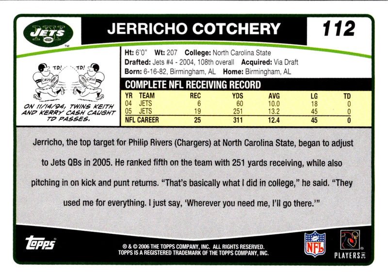 2006 Topps Jerricho Cotchery