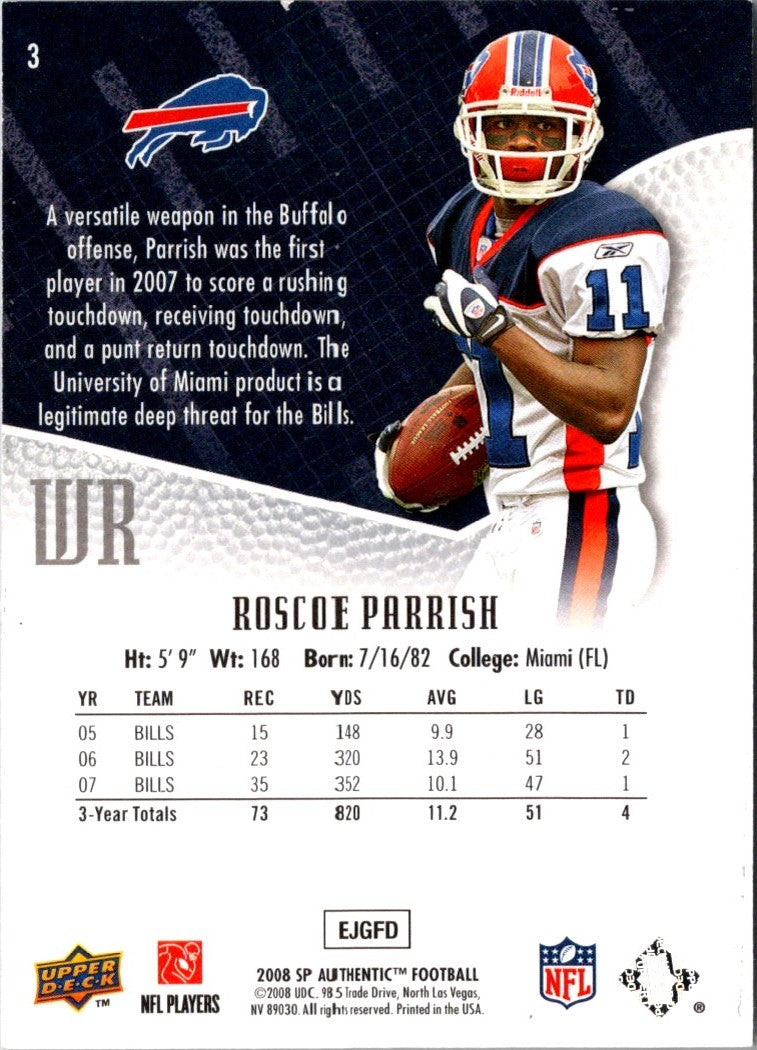 2008 SP Authentic Roscoe Parrish