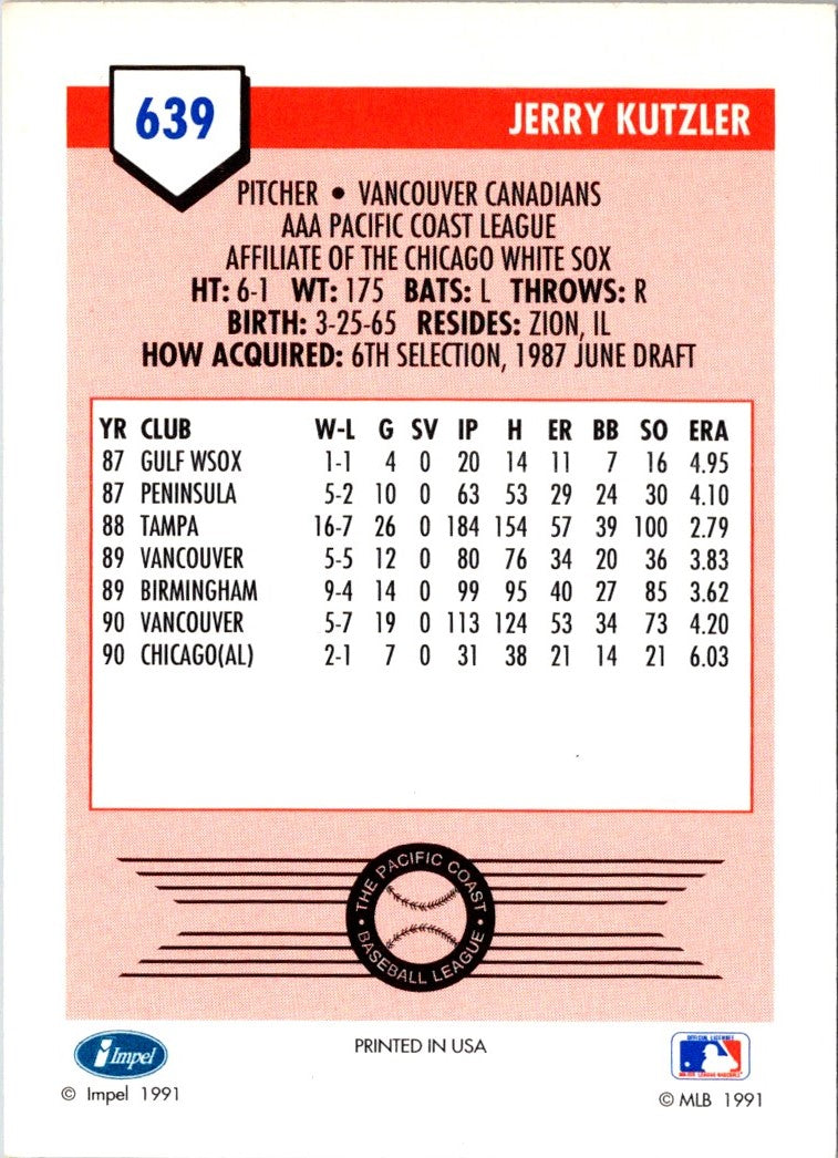 1991 Line Drive AAA Jerry Kutzler