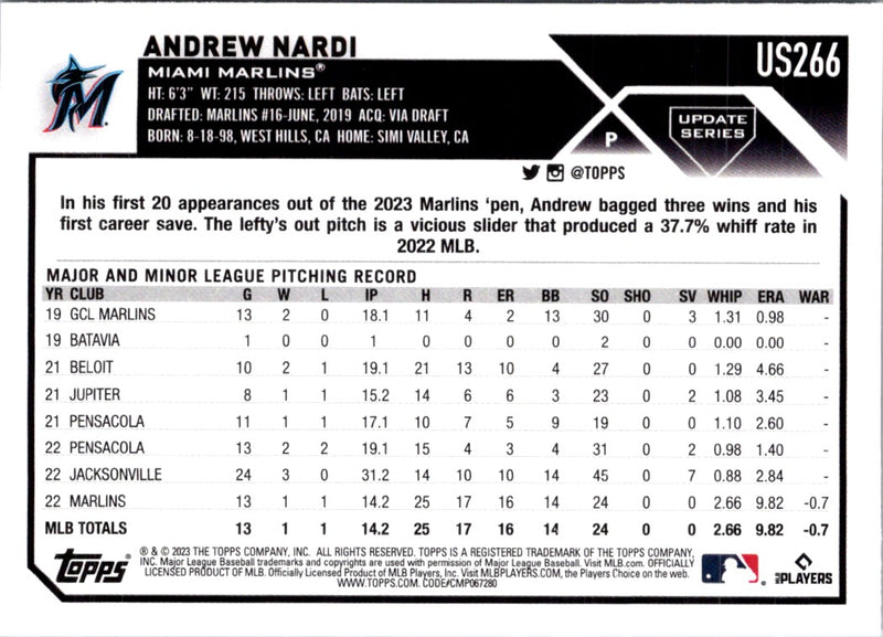 2023 Topps Update Andrew Nardi