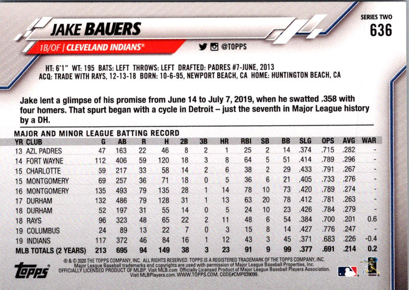 2020 Topps Jake Bauers