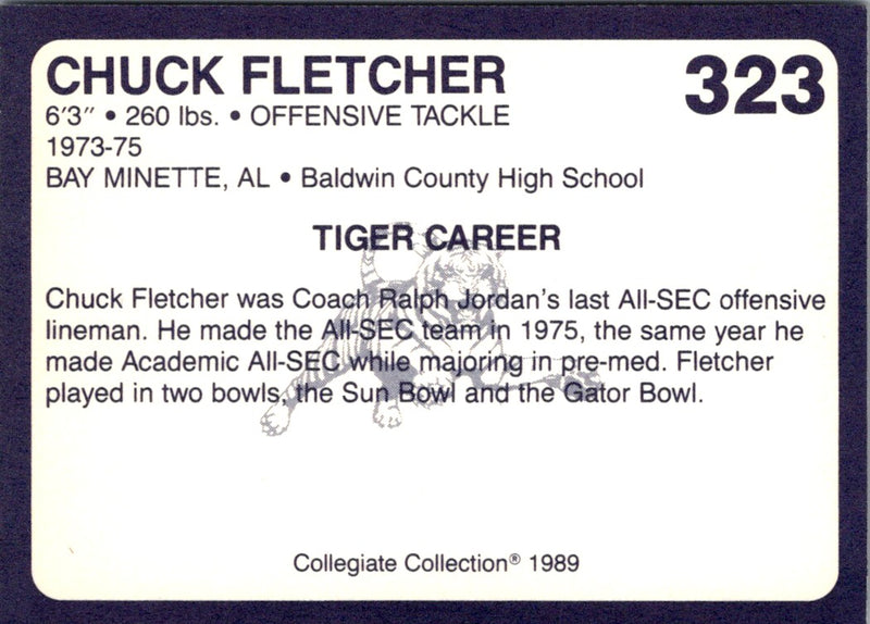 1989 Collegiate Collection Auburn Coke 580 Chuck Fletcher