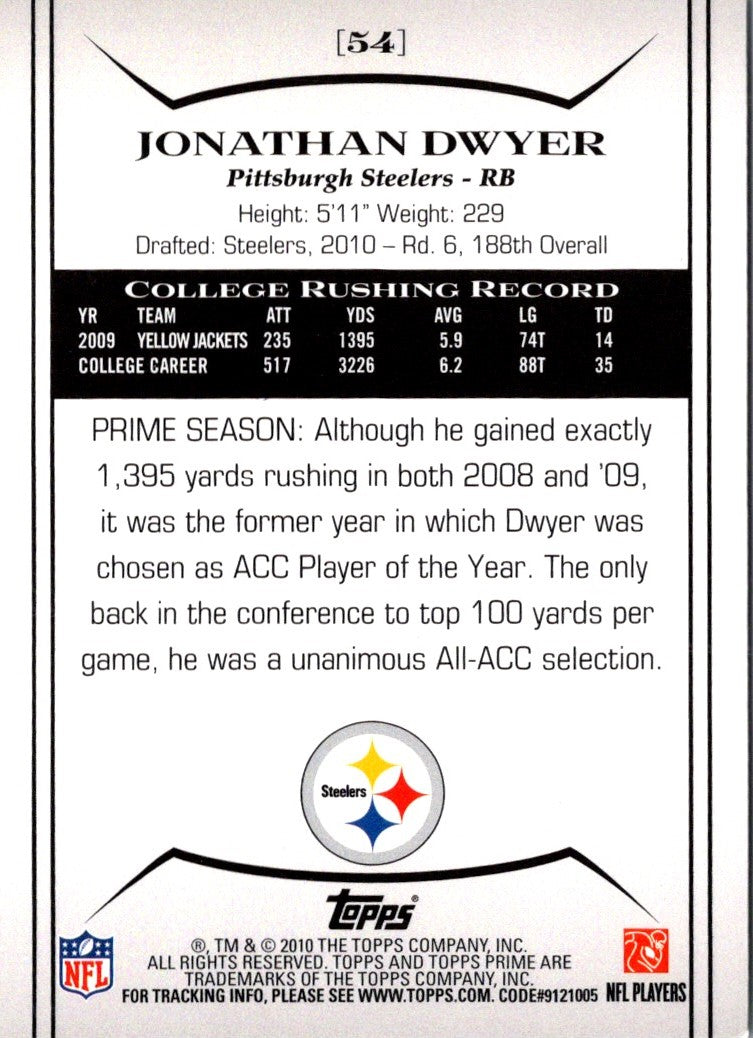 2010 Topps Prime Retail Jonathan Dwyer