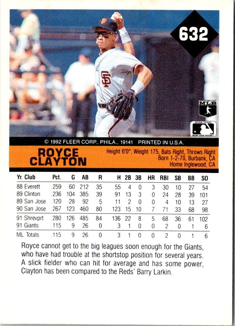 1992 Fleer Royce Clayton