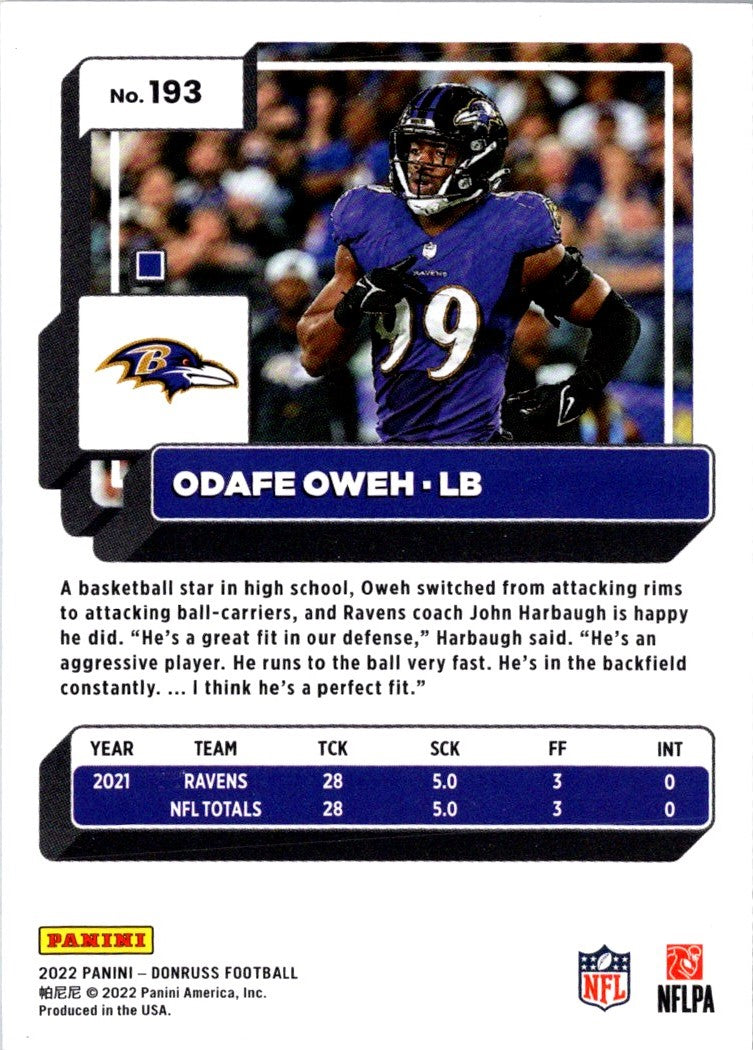 2022 Donruss Blue Press Proof Odafe Oweh