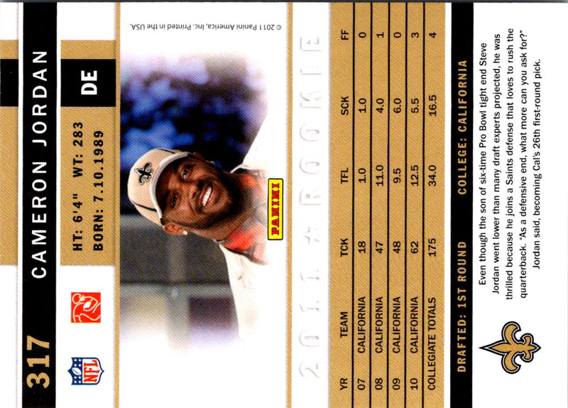 2011 Score Scorecard Cameron Jordan