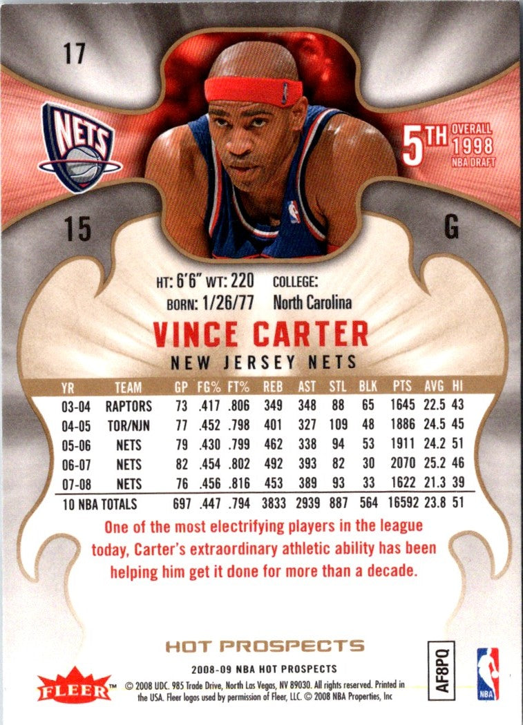 2008 Fleer Hot Prospects Vince Carter