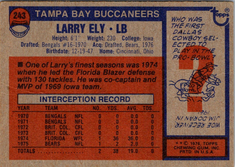 1976 Topps Larry Ely